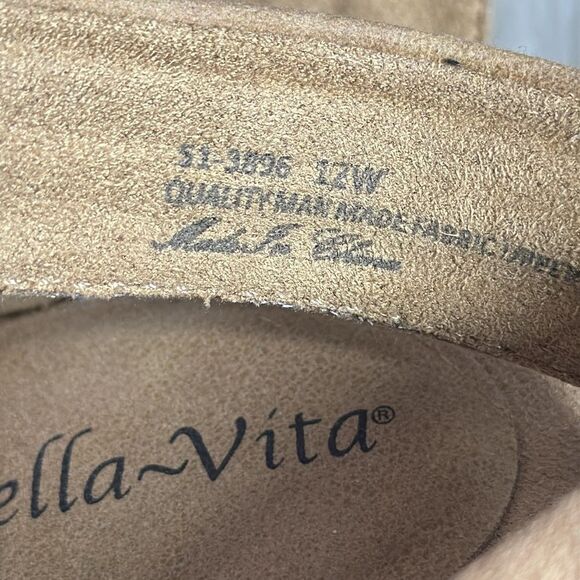 Bella Vita Quinelle Natural Beige Criss-Cross Heeled Sandals Sz 12 Wide Width - Picture 5 of 6